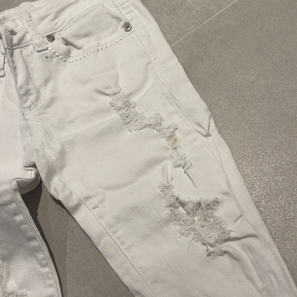 C est toi Women low rise size 0 White Low rise skinny jeans destroyed stretch
